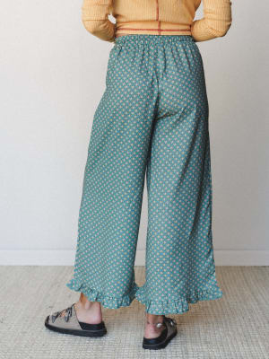 The Nest Mystic Mirage Printed Wide Leg Pants - Teal XL / Teal