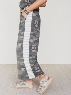 The Nest Casual Wanderer Wide Leg Pant - Olive Charcoal XL / Olive Charcoal