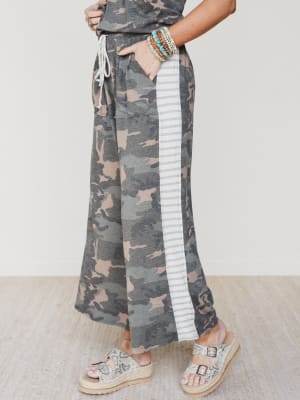 The Nest Casual Wanderer Wide Leg Pant - Olive Charcoal XL / Olive Charcoal