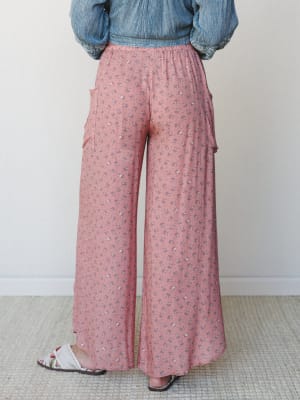 The Nest Wandering Flower Side Slit Pant - Clay XL / Clay