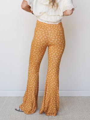 The Nest Wildflower Bloom Flare Pant - Mustard XL / Mustard