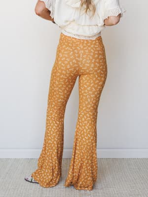The Nest Wildflower Bloom Flare Pant - Mustard XL / Mustard