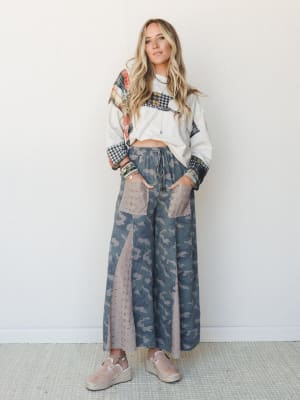 The Nest Let's Party Wide Leg Pants - Army XL / Army
