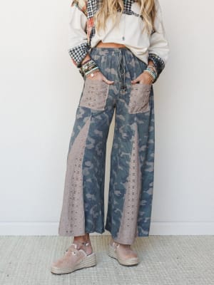 The Nest Let's Party Wide Leg Pants - Army XL / Army