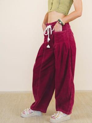 Soft Mirage Wide Leg Pants - Burgundy L / Burgundy