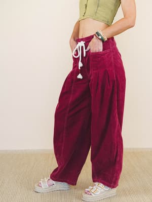 Soft Mirage Wide Leg Pants - Burgundy L / Burgundy