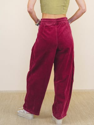 Soft Mirage Wide Leg Pants - Burgundy L / Burgundy