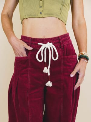 Soft Mirage Wide Leg Pants - Burgundy L / Burgundy