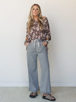 So Comfy Wide Leg Denim Pant - Grey XL / Grey