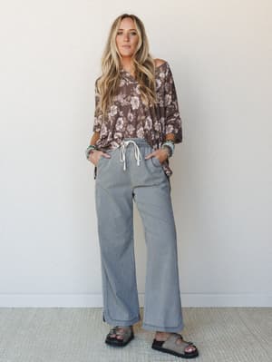 So Comfy Wide Leg Denim Pant - Grey XL / Grey