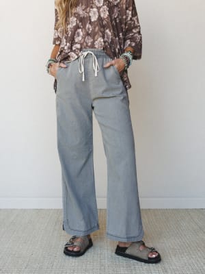 So Comfy Wide Leg Denim Pant - Grey XL / Grey