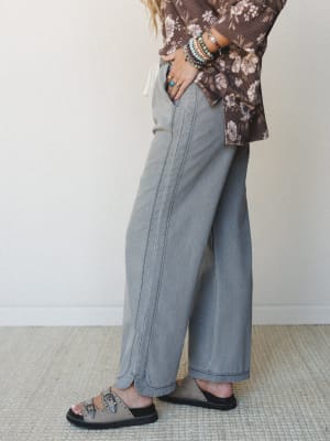 So Comfy Wide Leg Denim Pant - Grey XL / Grey