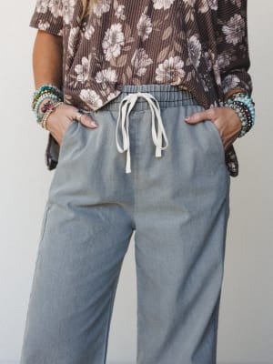 So Comfy Wide Leg Denim Pant - Grey XL / Grey