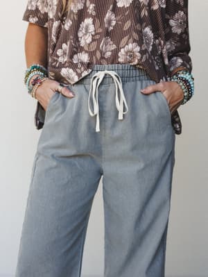 So Comfy Wide Leg Denim Pant - Grey XL / Grey