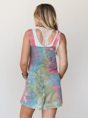 The Nest Eliza Tie Dye Romper - Jade Coral XL / Jade Coral
