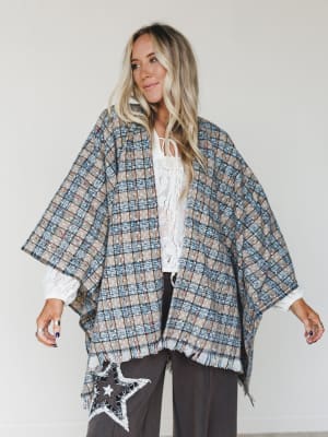 Swept Away Plaid Ruana: undefined