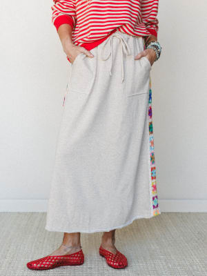 The Nest Love Seeker Crochet Panel Maxi Skirt - Oatmeal XL / Oatmeal