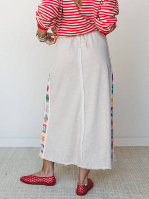 The Nest Love Seeker Crochet Panel Maxi Skirt - Oatmeal XL / Oatmeal