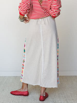 The Nest Love Seeker Crochet Panel Maxi Skirt - Oatmeal XL / Oatmeal