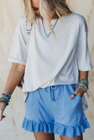 the-nest-beachline-textured-shorts-denim/Blue