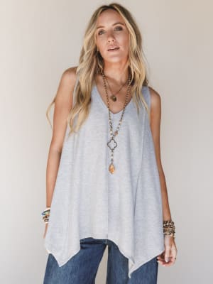 The Nest Drift Away Top - Heather Gray XL / Heather Gray