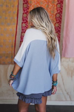 the-nest-wild-at-heart-contrast-top-off-white-chambray/Blue