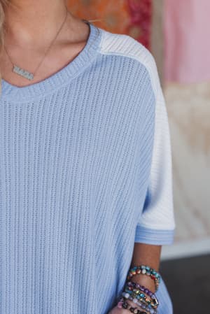 the-nest-wild-at-heart-contrast-top-off-white-chambray/Blue