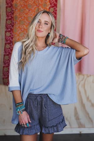 the-nest-wild-at-heart-contrast-top-off-white-chambray/Blue