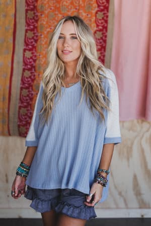 the-nest-wild-at-heart-contrast-top-off-white-chambray/Blue