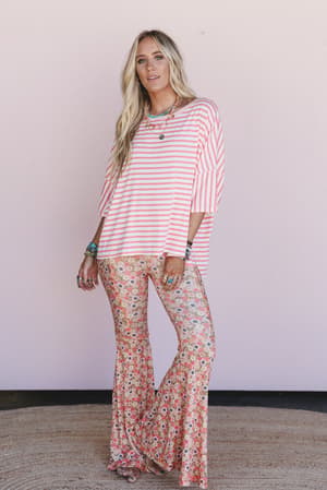 the-nest-dream-in-flowers-flare-pants-peach-coral/Orange