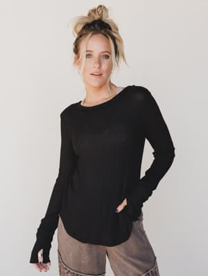 the-nest-jacqueline-waffle-long-sleeve-top-black/Black