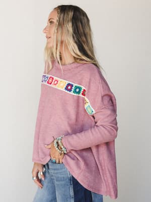 The Nest Cozy Up Crochet Top - Mauve S / Mauve