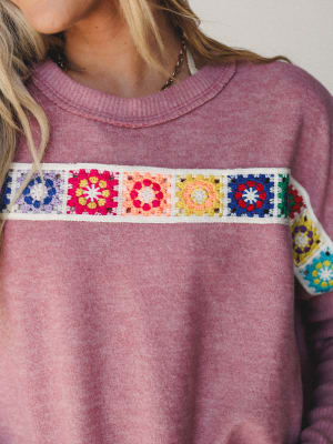 The Nest Cozy Up Crochet Top - Mauve S / Mauve
