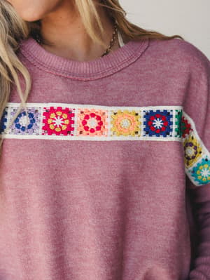 The Nest Cozy Up Crochet Top - Mauve S / Mauve