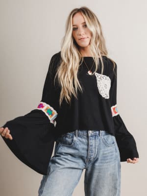 The Nest Groovy Crochet Patchwork Top: undefined