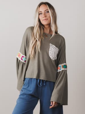 The Nest Groovy Crochet Patchwork Top: undefined