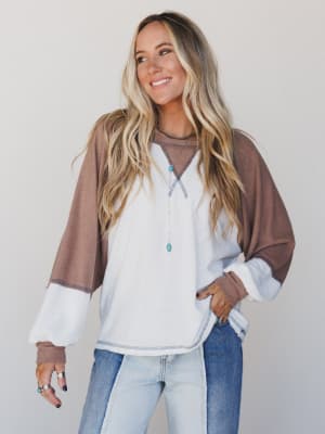 The Nest Jules Contrast Pullover Top: undefined