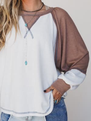 the-nest-jules-contrast-pullover-top-off-white-mocha/Off White Mocha
