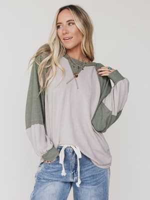 the-nest-jules-contrast-pullover-top-taupe-olive/Taupe Olive
