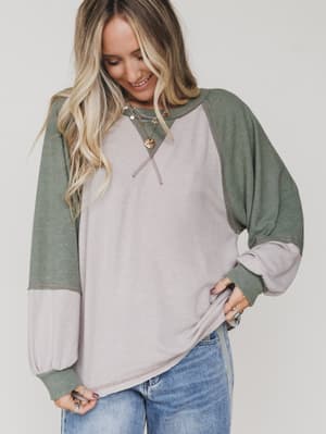 the-nest-jules-contrast-pullover-top-taupe-olive/Taupe Olive