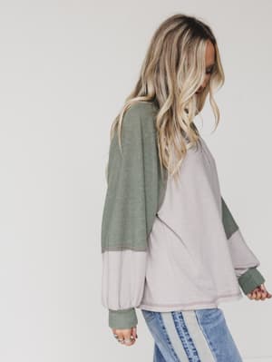 the-nest-jules-contrast-pullover-top-taupe-olive/Taupe Olive