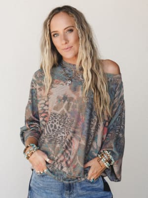 The Nest Savannah Bat Sleeve Top - Coral S / Coral
