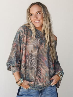 The Nest Savannah Bat Sleeve Top - Coral S / Coral