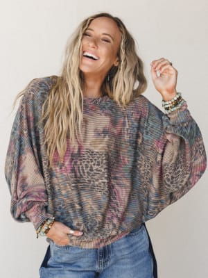 The Nest Savannah Bat Sleeve Top - Lavender S / Lavender