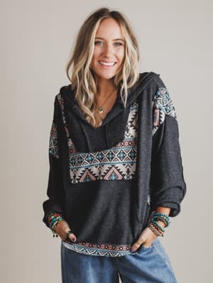 The Nest Beach Nights Pullover Hoodie Top: undefined