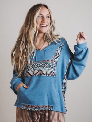 The Nest Beach Nights Pullover Hoodie Top: undefined