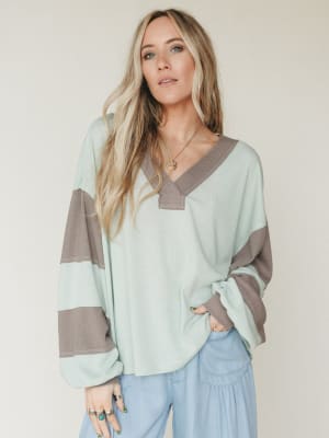 The Nest Elena Long Sleeve Top - Green Ash Mocha XL / Green Ash Mocha