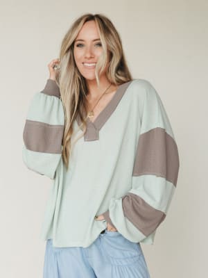 The Nest Elena Long Sleeve Top - Green Ash Mocha XL / Green Ash Mocha