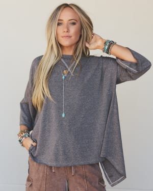 The Nest Callie Split Back Top - Black XL / Black