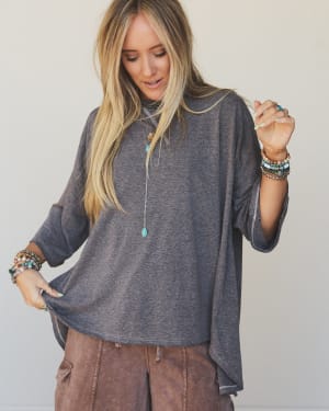 The Nest Callie Split Back Top - Black XL / Black